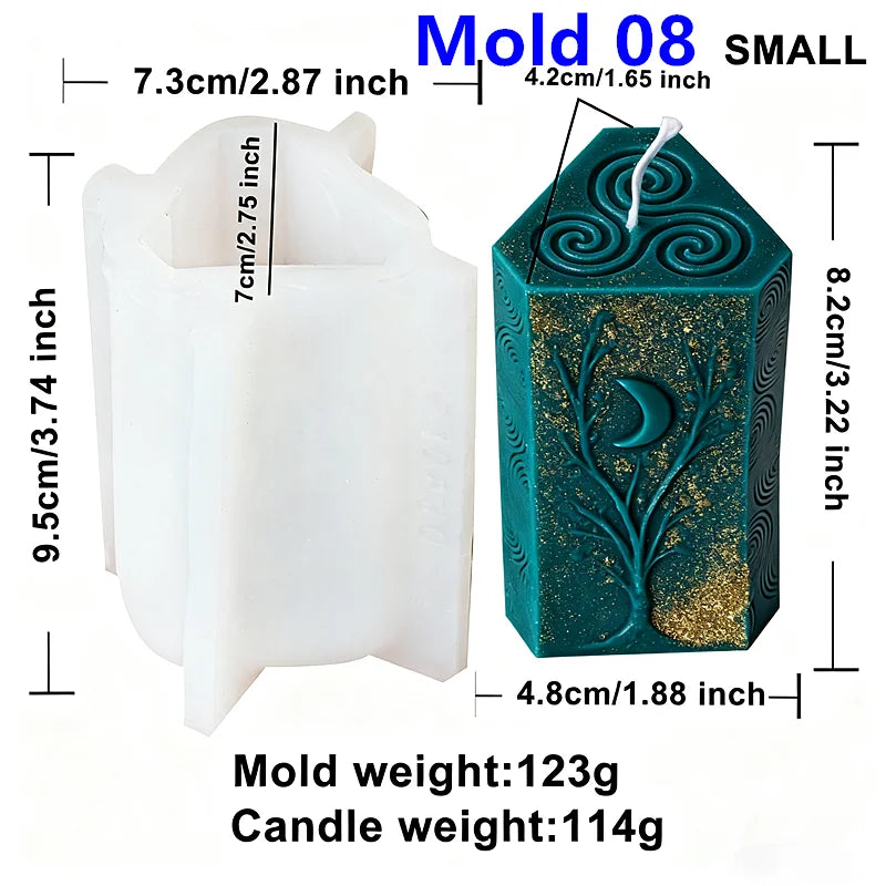 3D Zon Maan Patroon Cilinder Schimmel Zodiac Pijler Siliconen Kaars Schimmel DIY Epoxyhars Aroma Gips Kaars Maken Tool Home Decor