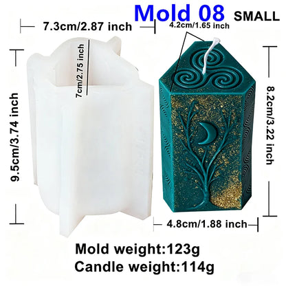 3D Zon Maan Patroon Cilinder Schimmel Zodiac Pijler Siliconen Kaars Schimmel DIY Epoxyhars Aroma Gips Kaars Maken Tool Home Decor