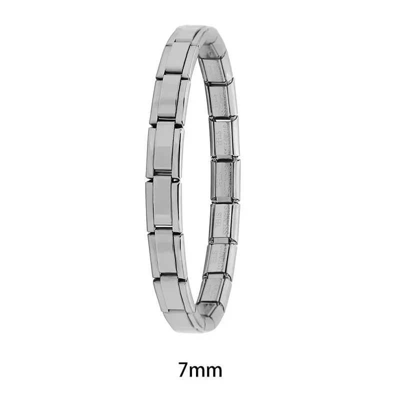 Hapiship 2024 New Men/Women's Jewelry 7/9/13mm Width Itanlian Elastic Charm Bracelet Fashion Stainless Steel Bangle ST-Top