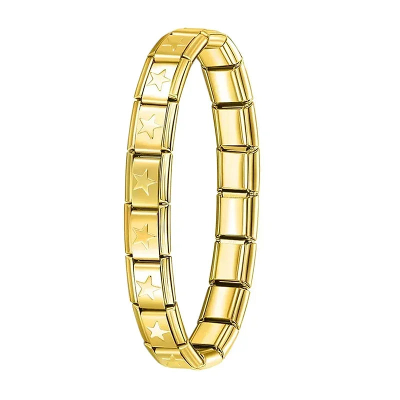 Hapiship 2024 New Men/Women's Jewelry 7/9/13mm Width Itanlian Elastic Charm Bracelet Fashion Stainless Steel Bangle ST-Top