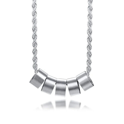 Customized Name Tube Beads for Men Boys,Braided Leather Necklace,Personalized Family Names 2 to 6 Beads