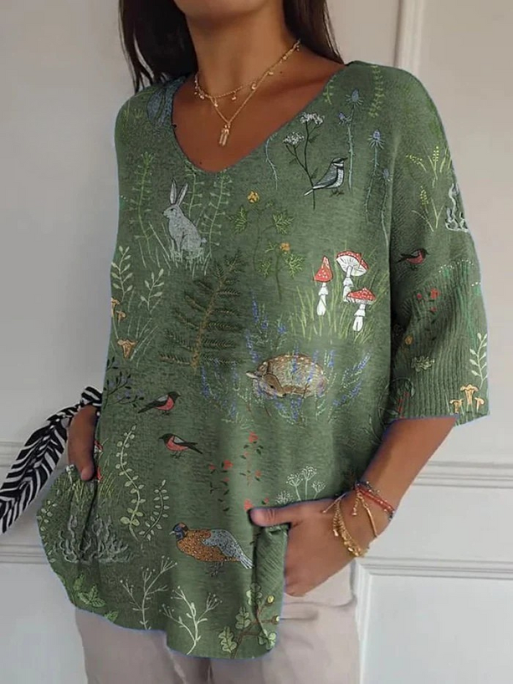 Pull à Motif Forestier avec Animaux pour Femmess