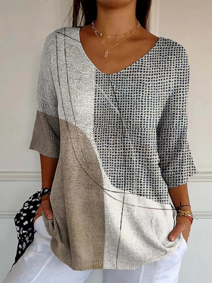 Pull décontracté en maille avec motif géométrique abstrait pour femmes