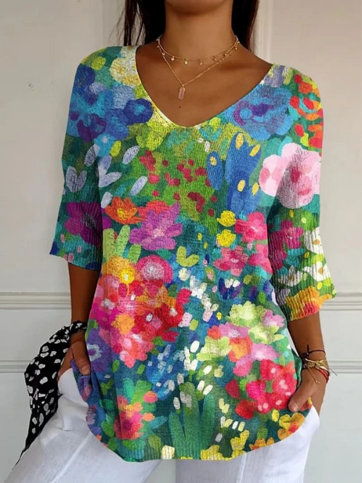 Pull vintage en tricot à motif floral pour femmess