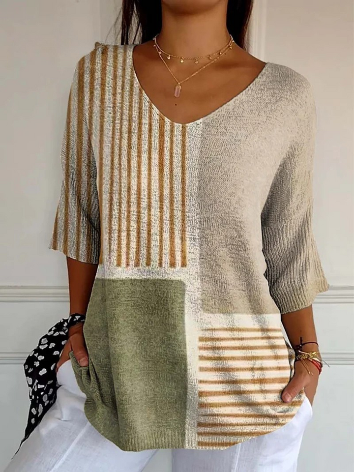 Pull décontracté en tricot avec motif géométrique abstrait pour femmess