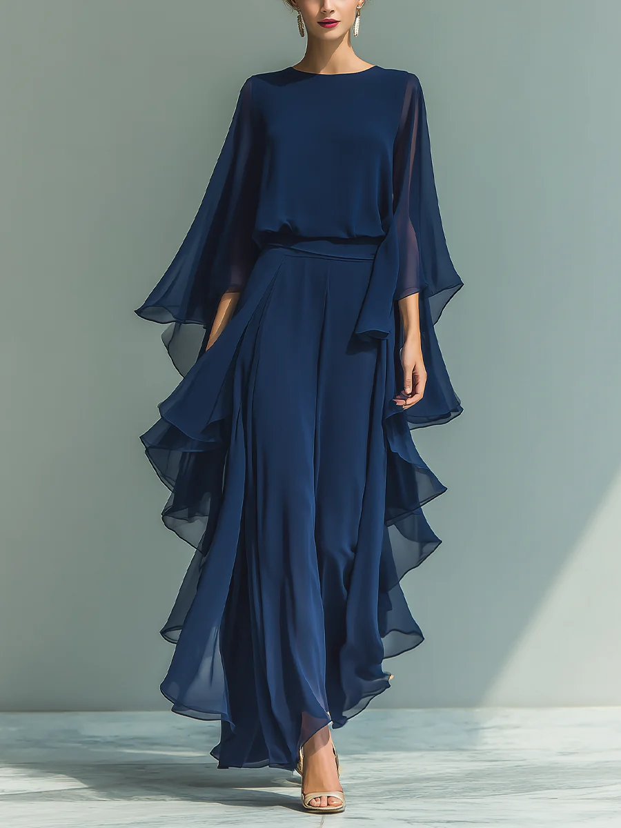 Aurora | Robe élégante en mousseline à volants