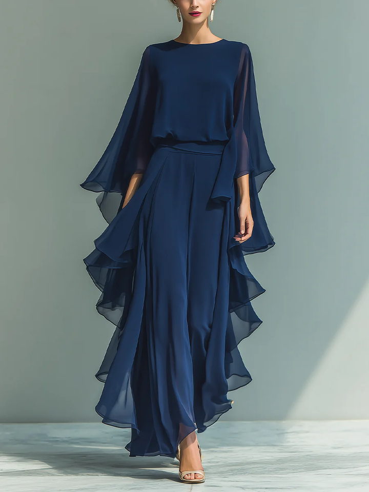 Aurora | Robe élégante en mousseline à volants