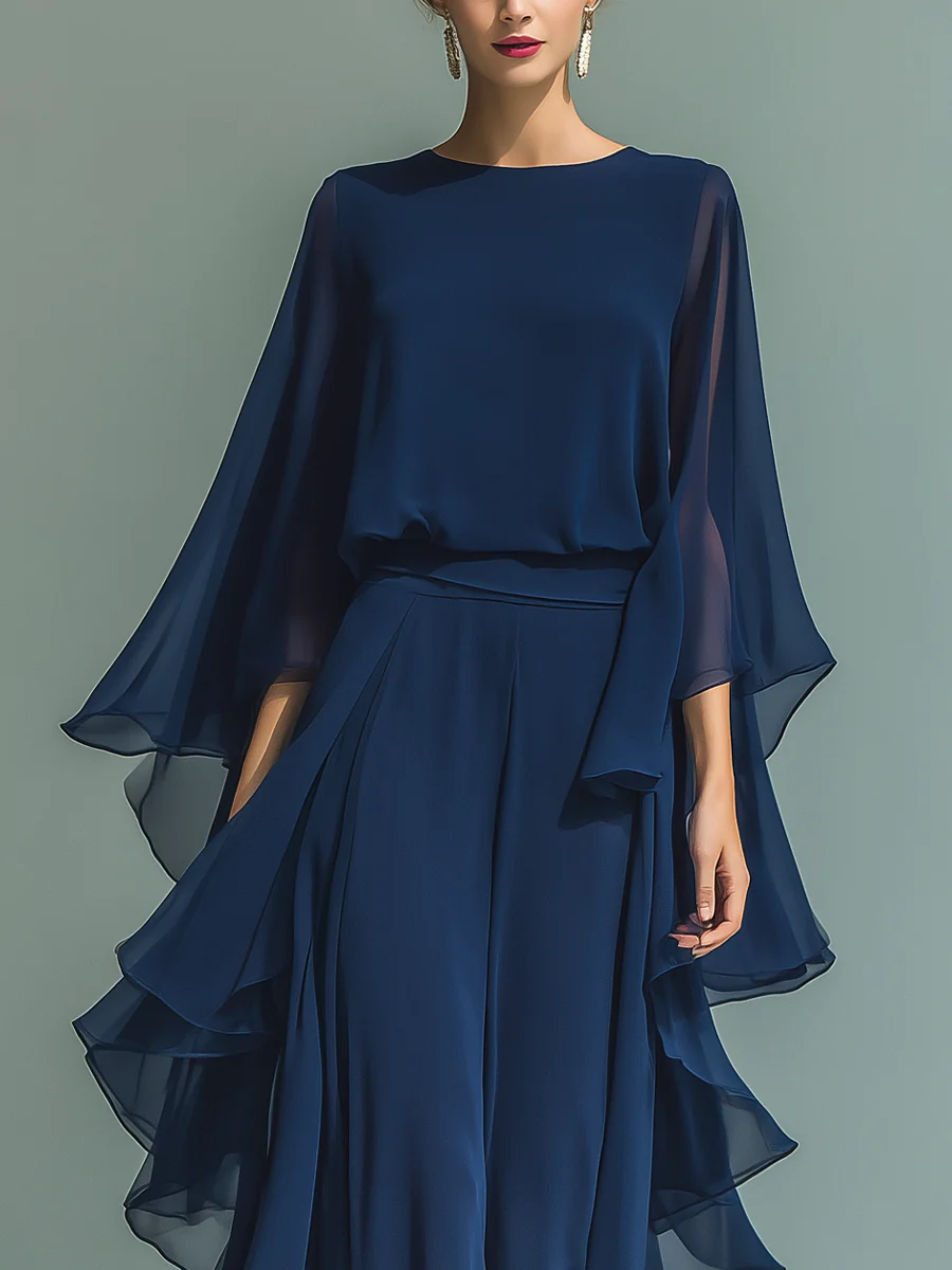 Aurora | Robe élégante en mousseline à volants