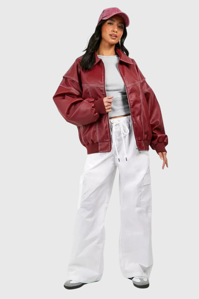 Faye™ - Veste Oversize en Cuir