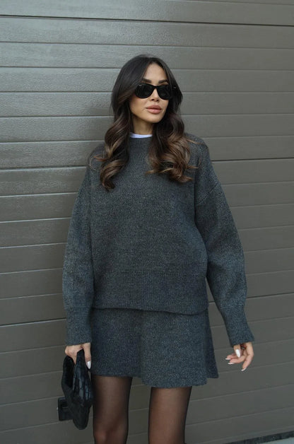 Helena - Tailleur Jupe En Maille (Haut + Jupe)