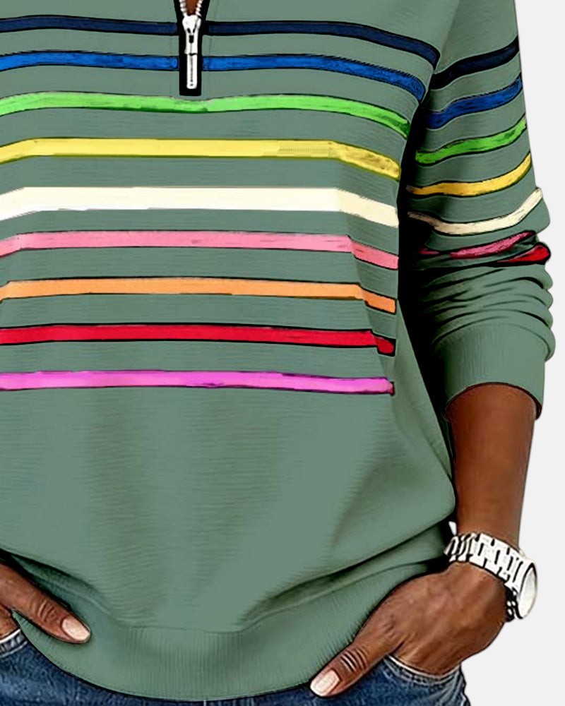 Vienne | Sweat à capuche zippé rayé coloré