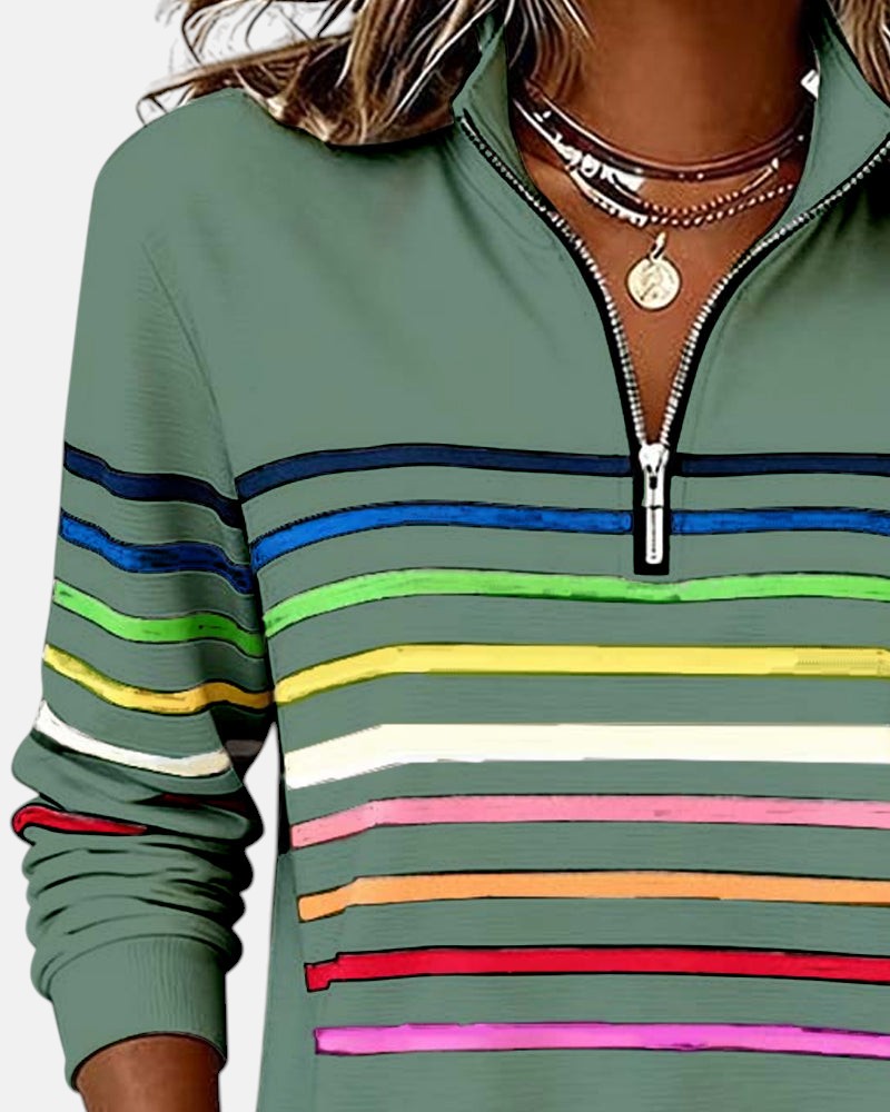 Vienne | Sweat à capuche zippé rayé coloré