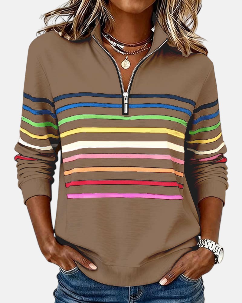 Vienne | Sweat à capuche zippé rayé coloré