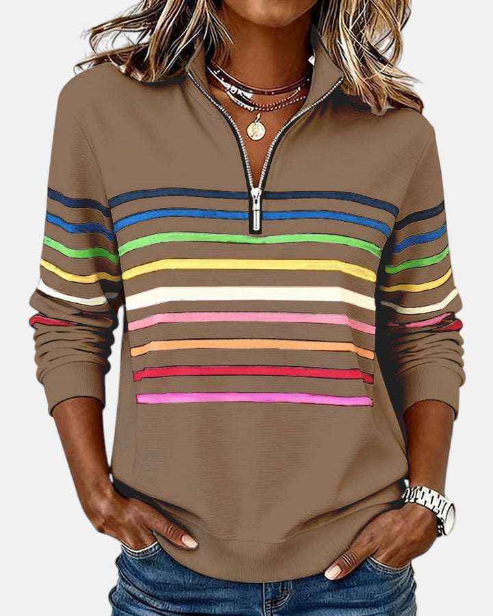 Vienne | Sweat à capuche zippé rayé coloré