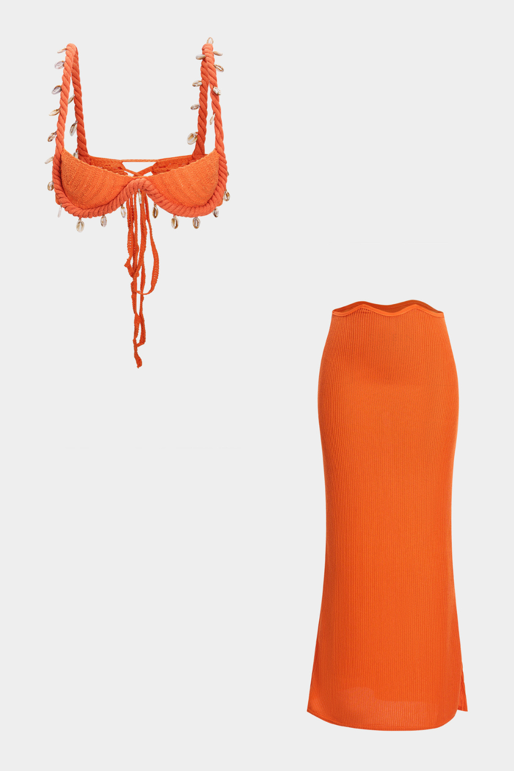 Ensemble Tara – Top et jupe à nouer en maille légère, parfait pour la plage