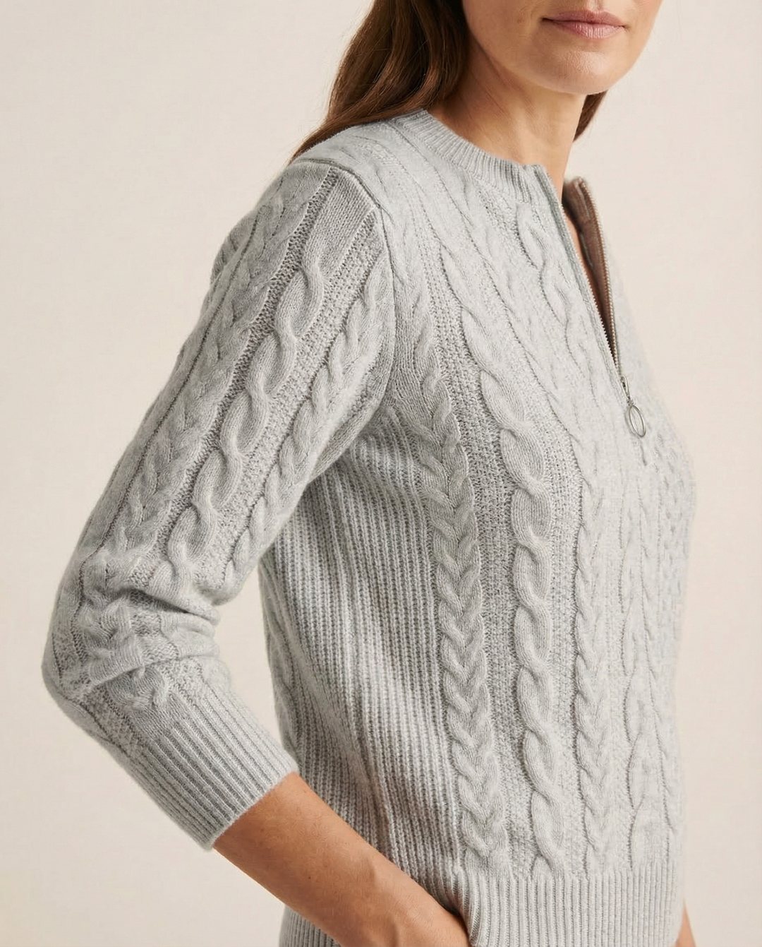 Pull à zip avant en tricot torsadé