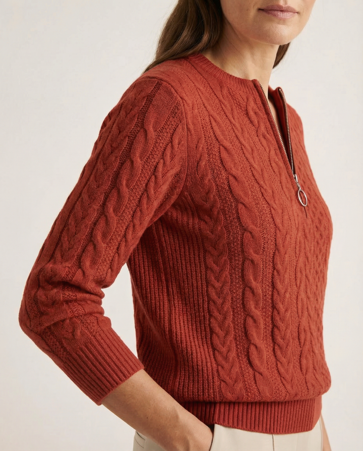 Pull à zip avant en tricot torsadé