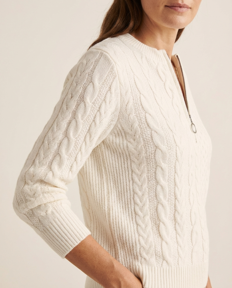 Pull à zip avant en tricot torsadé