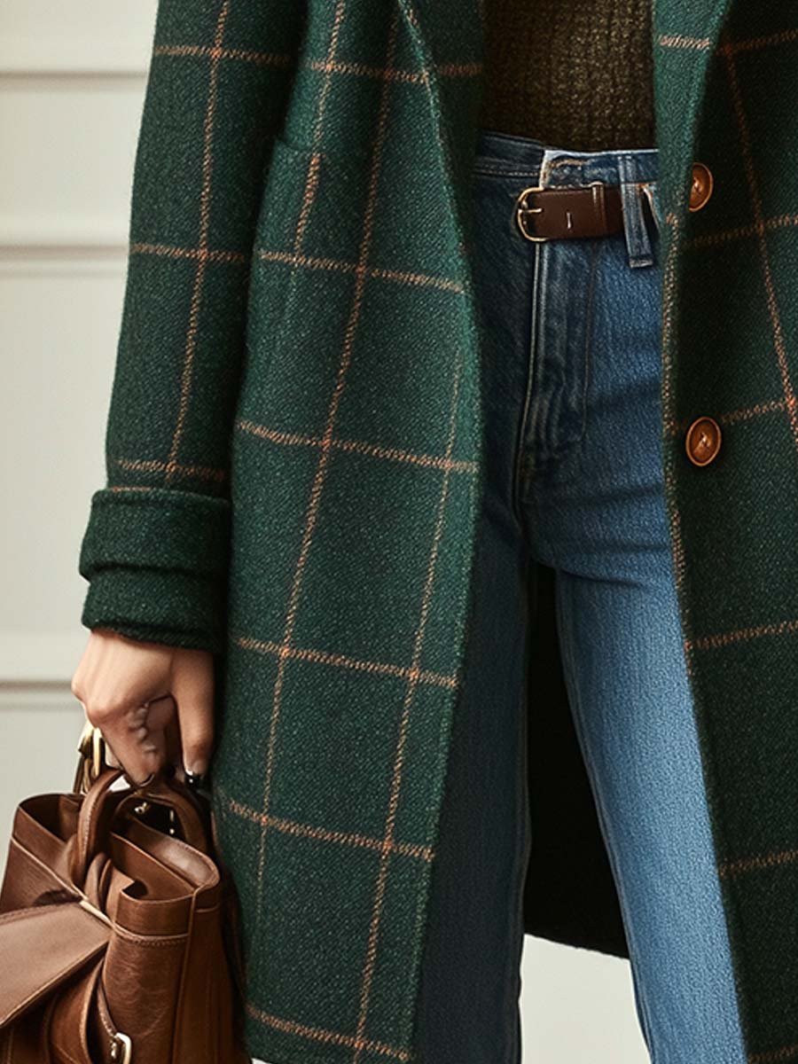 Catherine | Manteau d'Hiver à Motif Carreaux Classique