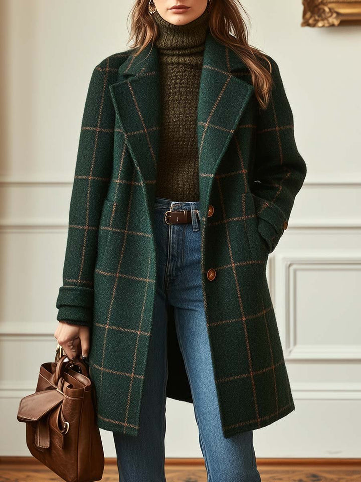 Catherine | Manteau d'Hiver à Motif Carreaux Classique