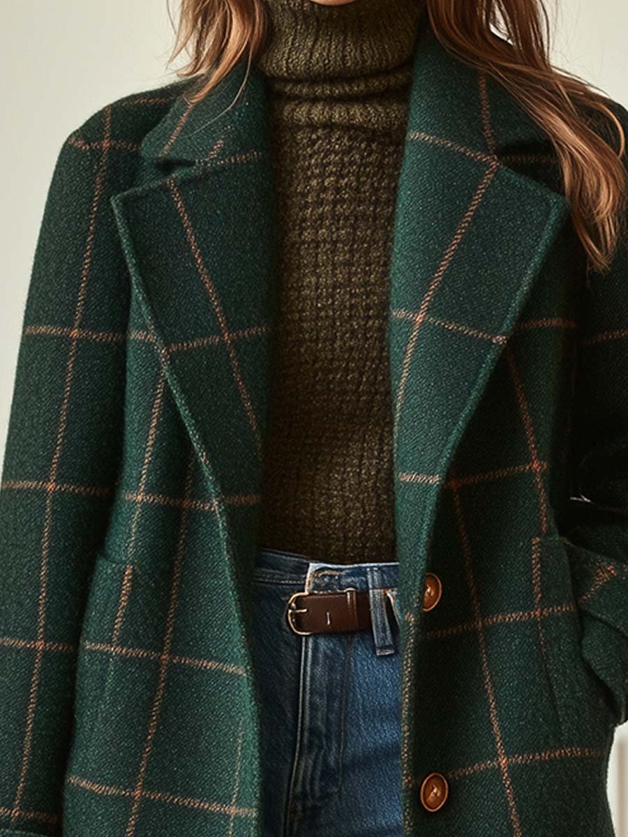 Catherine | Manteau d'Hiver à Motif Carreaux Classique