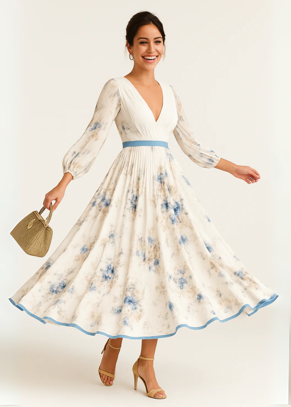 Paz™ | Robe longue plissée à fleurs intemporelle