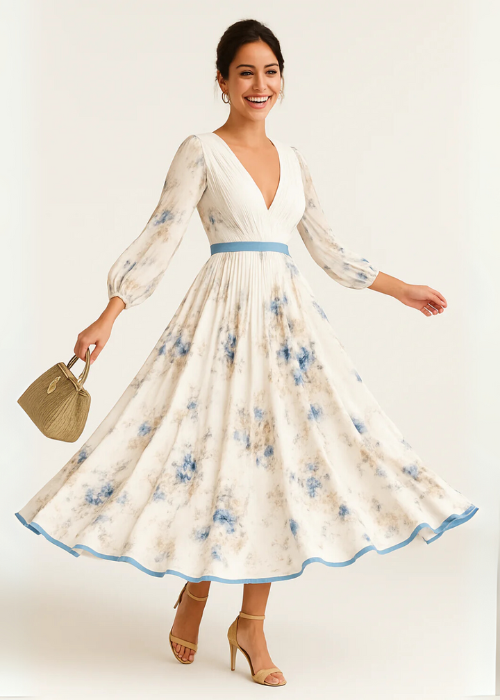 Paz™ | Robe longue plissée à fleurs intemporelle