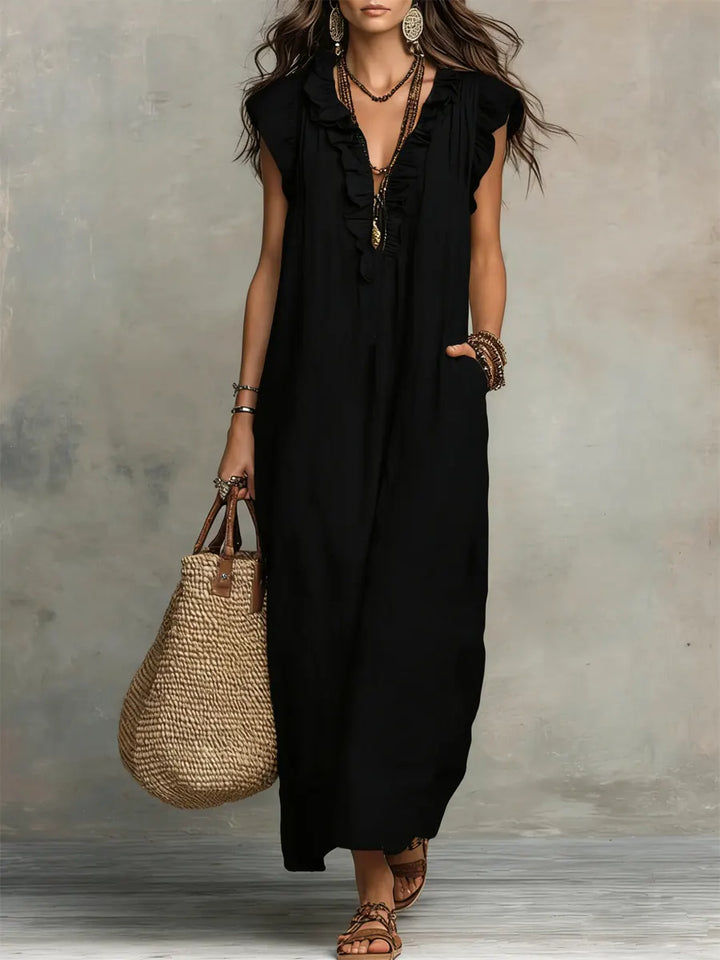 Corin - Robe longue bohème fluide en lin