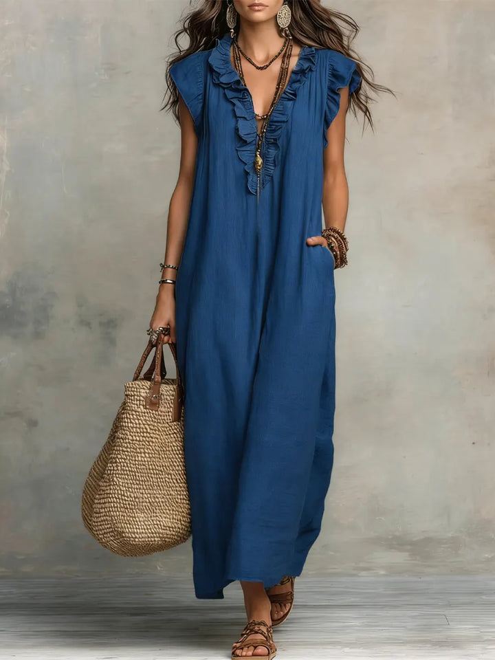 Corin - Robe longue bohème fluide en lin