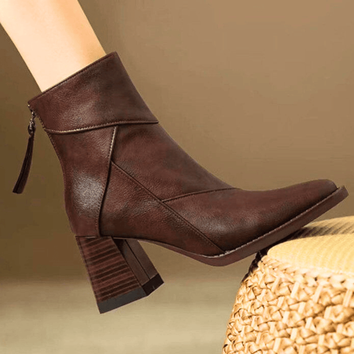 Einav - Bottines à Talon Épais de Style Britannique